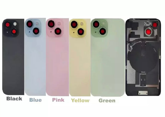 iPhone 15 Plus Replacement Back Glass & Mag Safe Charge Coil Flash Brackets NFC